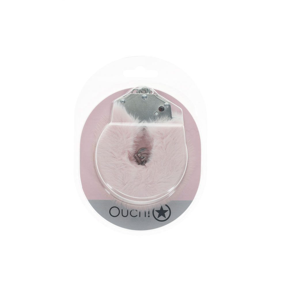 Ouch! Heavy Duty Fluffy Cuffs Powder Pink Powder Pink Fluffy Restraints