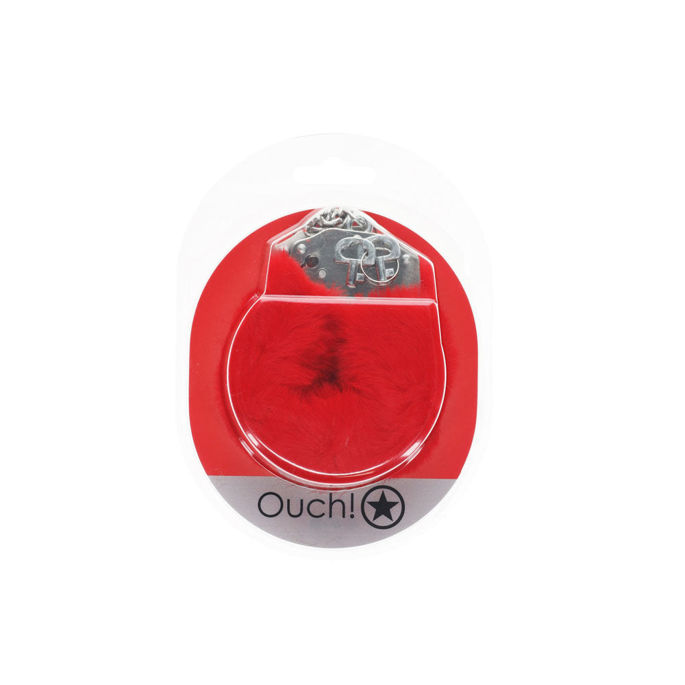 Ouch! Heavy Duty Fluffy Cuffs Red Red Fluffy Restraints