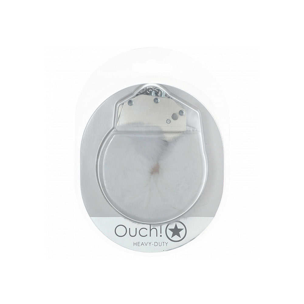 Ouch! Heavy Duty Fluffy Cuffs White White Fluffy Restraints