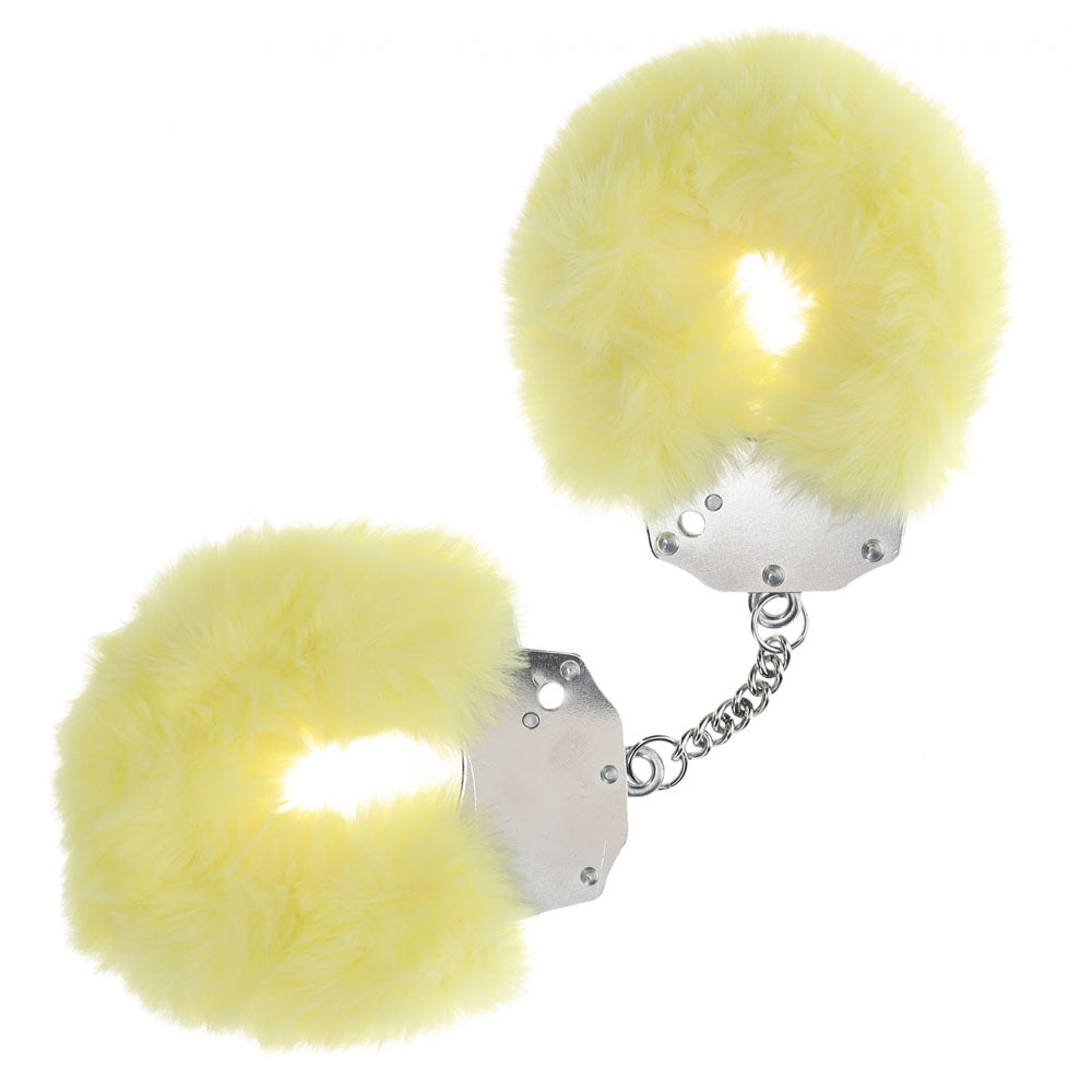 Ouch! Heavy Duty Fluffy Cuffs Yellow Yellow Fluffy Restraints