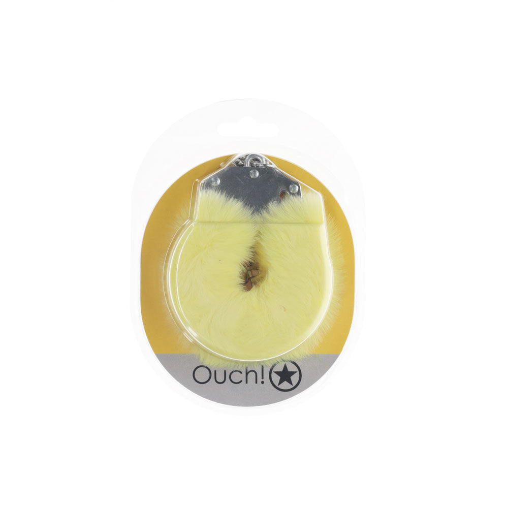 Ouch! Heavy Duty Fluffy Cuffs Yellow Yellow Fluffy Restraints