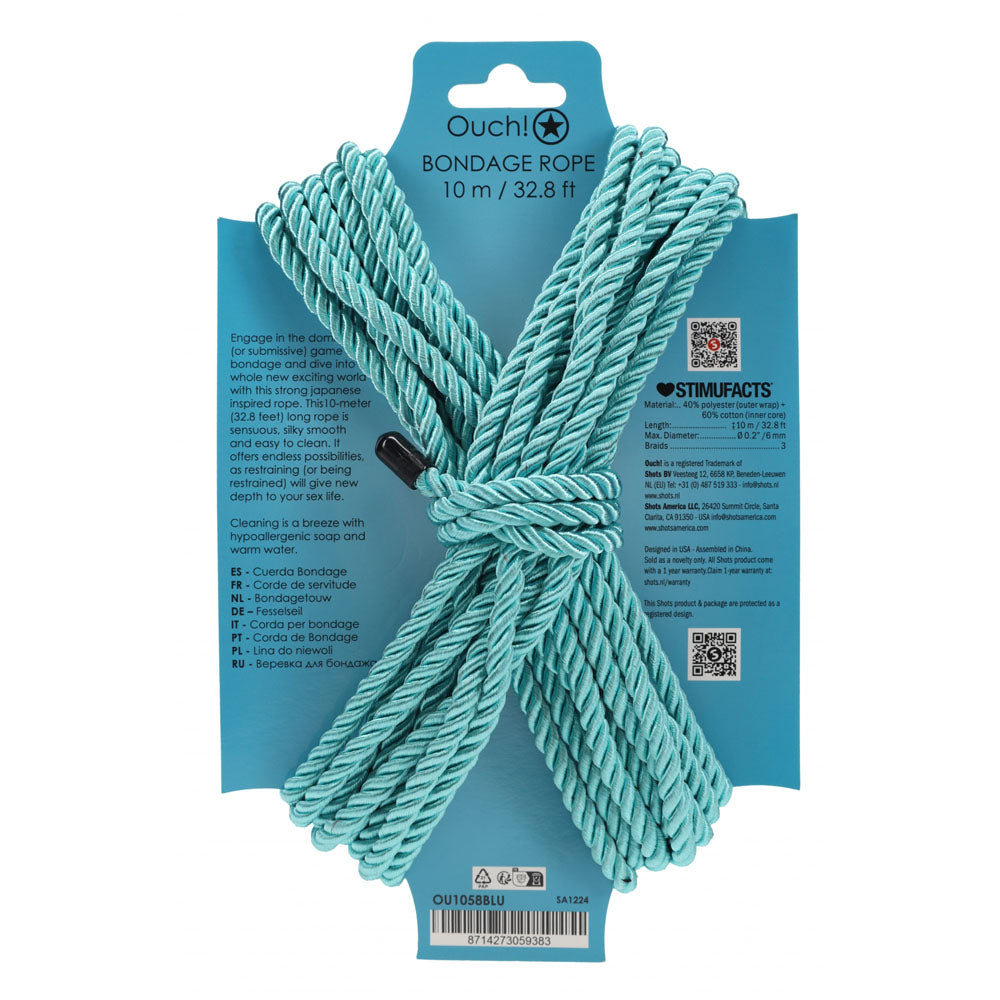 Ouch! Bondage Rope 10 M Blue Blue Nylon Bondage Rope 10 Metre Length