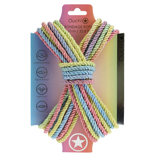Ouch! Bondage Rope 10 M Multicolour 1 Multicoloured Nylon Bondage Rope 10 Metre Length