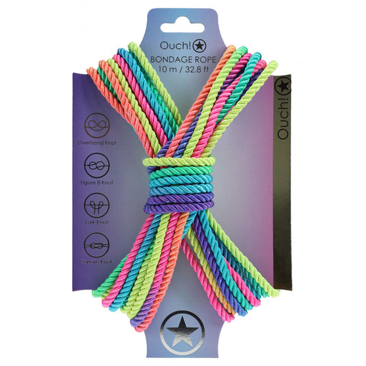 Ouch! Bondage Rope 10 M Multicolour 2 Multicoloured Nylon Bondage Rope 10 Metre Length