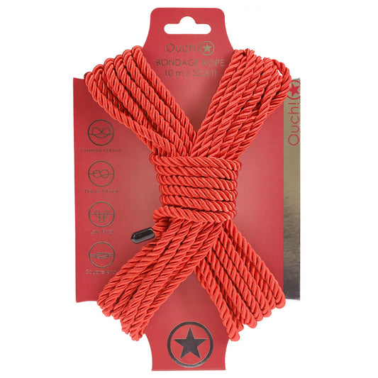 Ouch! Bondage Rope 10 M Red Red Nylon Bondage Rope 10 Metre Length