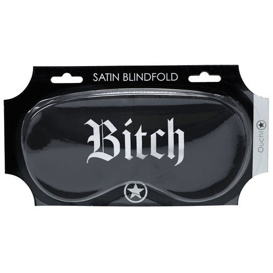 Ouch! Satin Mask Bitch Black Printed Eye Mask