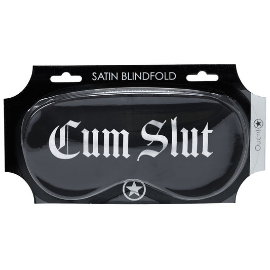 Ouch! Satin Mask Cum Slut Black Printed Eye Mask