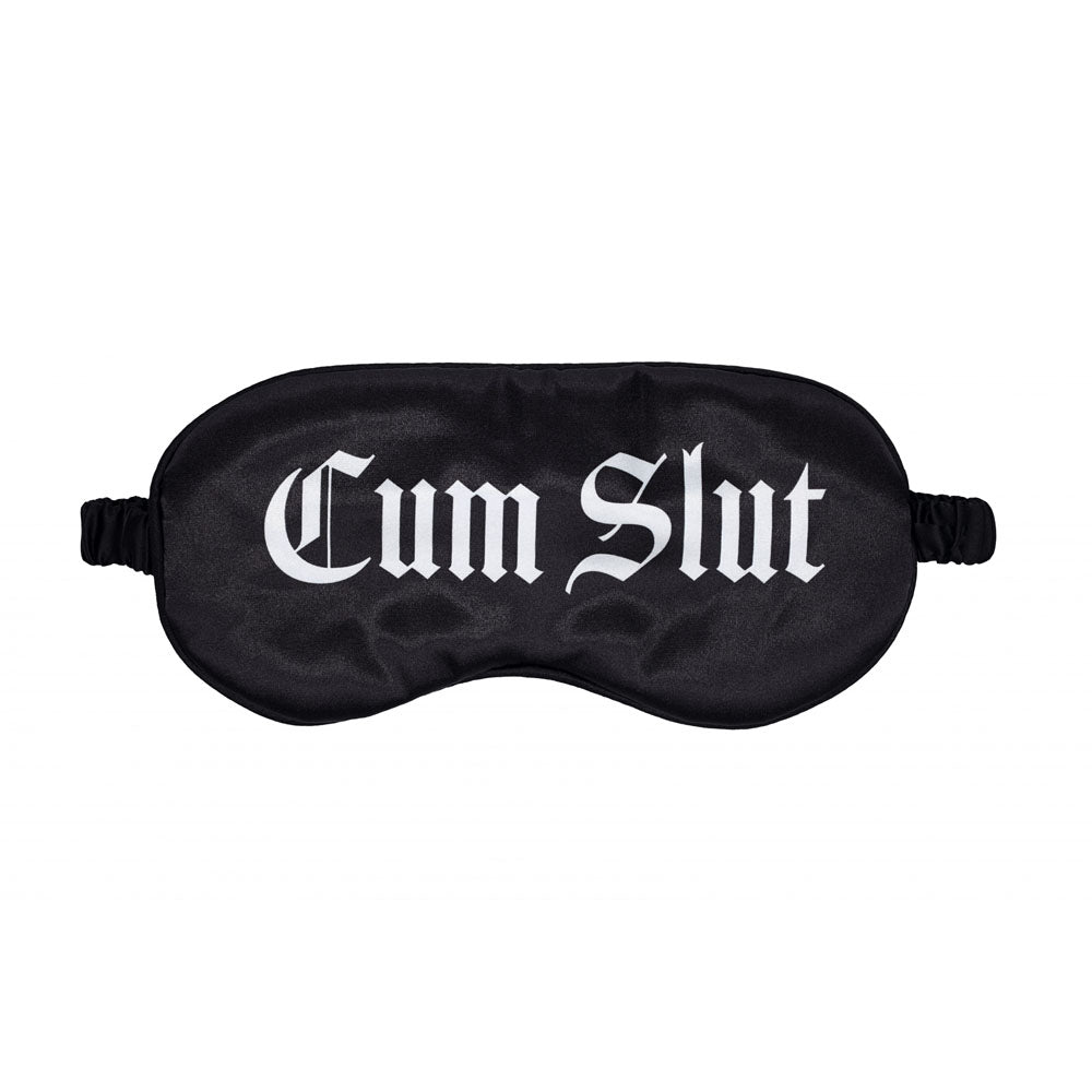 Ouch! Satin Mask Cum Slut Black Printed Eye Mask