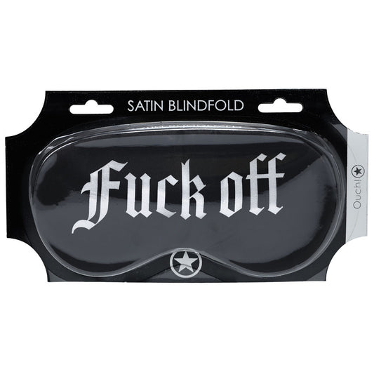 Ouch! Satin Mask Fuck Off Black Printed Eye Mask