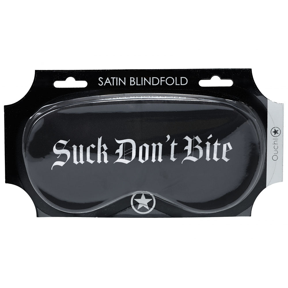 Ouch! Satin Mask Suck Don't Bite Black Printed Eye Mask