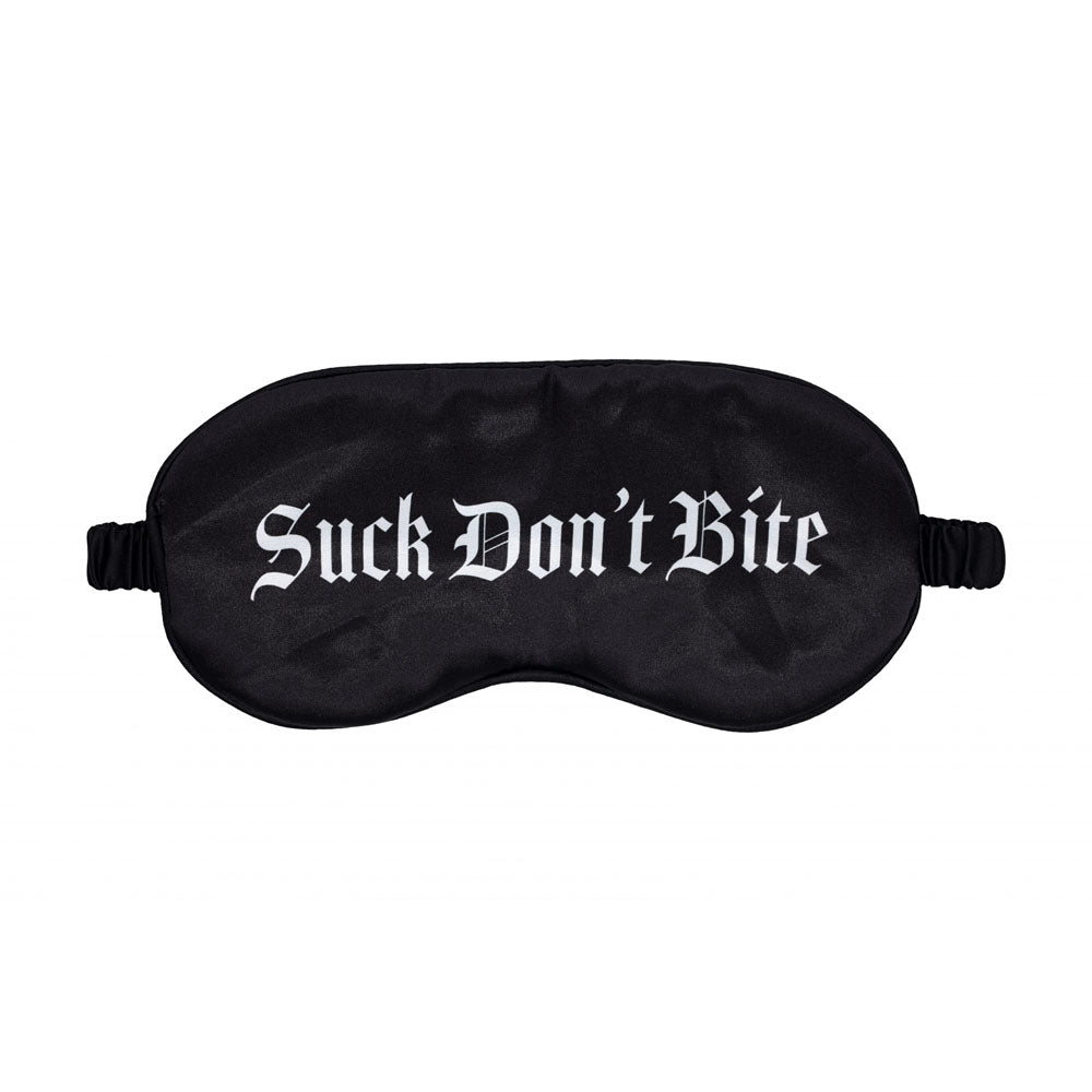 Ouch! Satin Mask Suck Don't Bite Black Printed Eye Mask