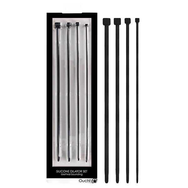 Ouch! Urethral Sounding Dilator Set Black Silicone Urethral Sound Set