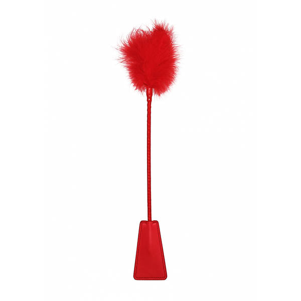 Ouch! Crop With Feather Red Whip