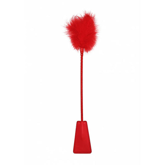 Ouch! Crop With Feather Red Whip