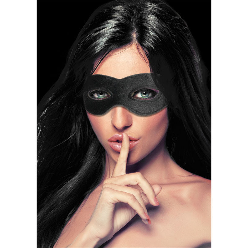 Ouch! Velvet & Velcro Adjustable Open Eye Mask Black Restraint