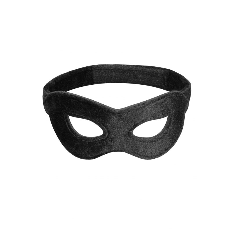 Ouch! Velvet & Velcro Adjustable Open Eye Mask Black Restraint