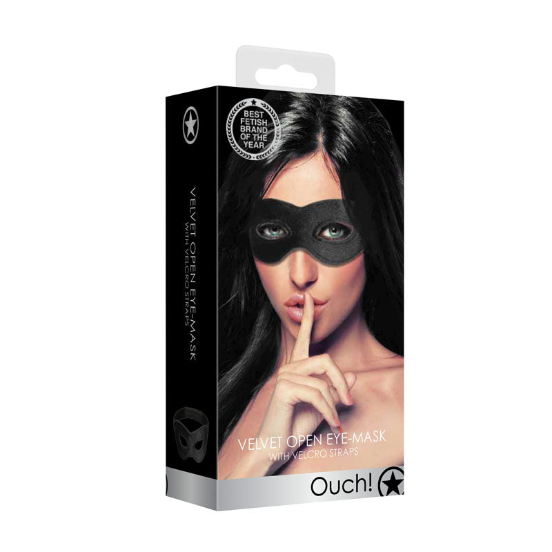 Ouch! Velvet & Velcro Adjustable Open Eye Mask Black Restraint