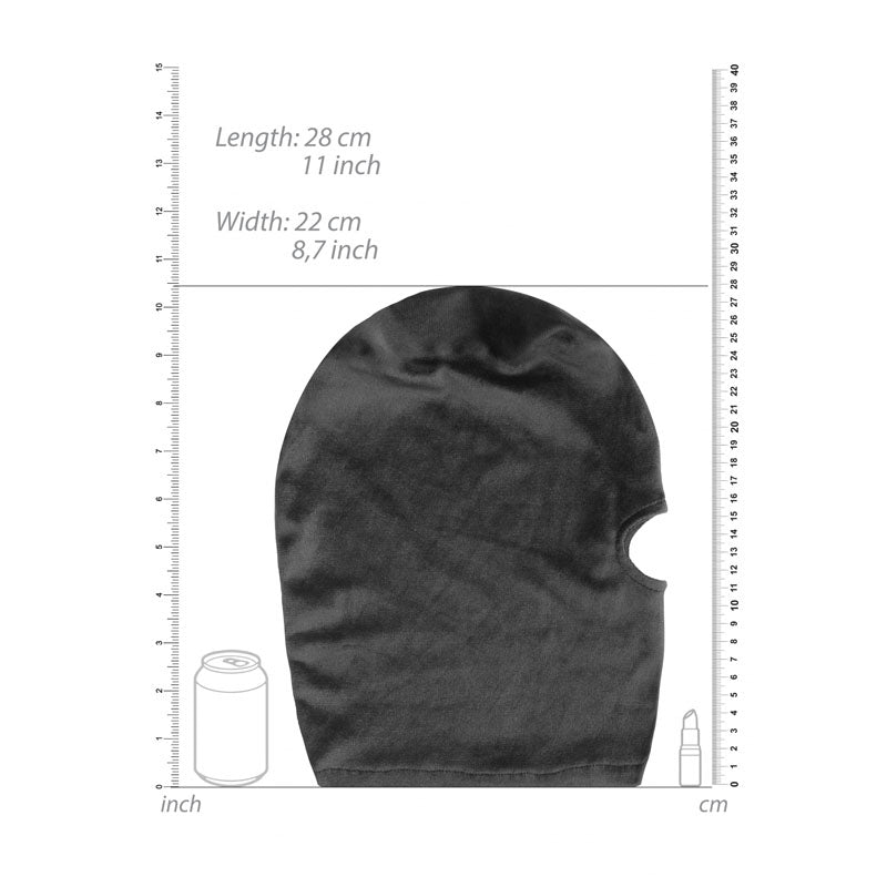Ouch! Velvet & Velcro Mask With Mouth Opening Black Hood