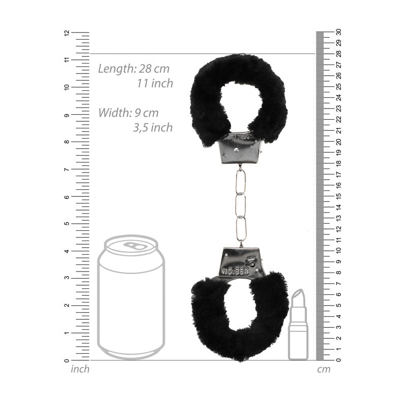 Ouch! Black & White Beginner's Furry Hand Cuffs Black Restraints
