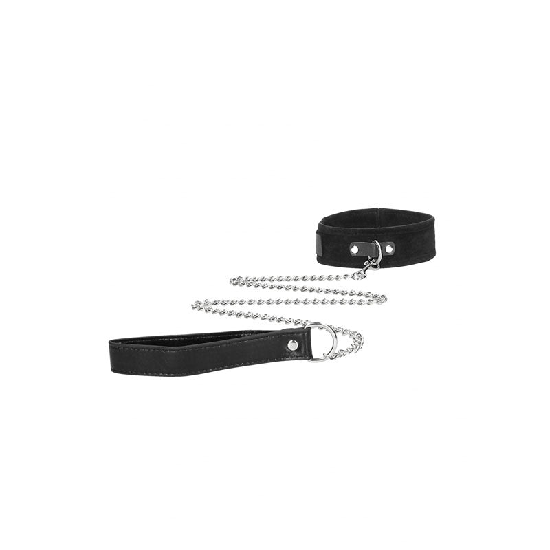 Ouch! Bw Velcro Collar With Leash And Hand Cuffs Black Restraints