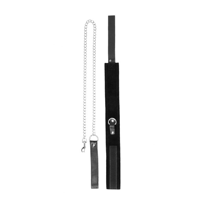 Ouch! Bw Velcro Collar With Leash And Hand Cuffs Black Restraints
