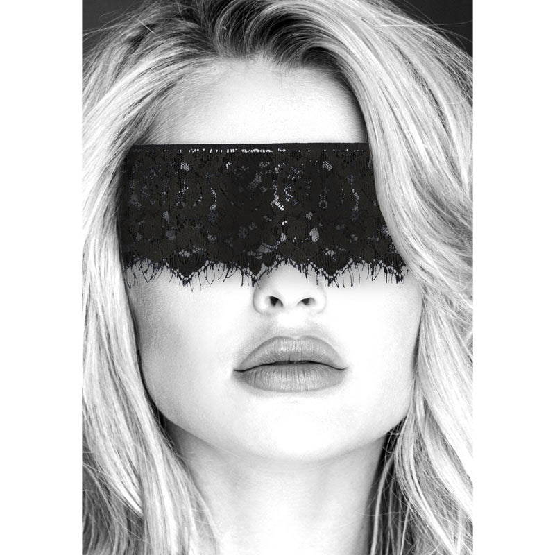 Ouch! Black & White Lace Mask With Elastic Straps Black Eye Restraint