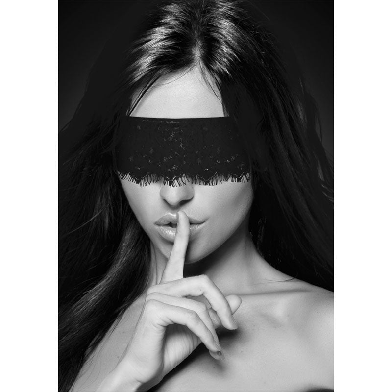 Ouch! Black & White Lace Mask With Elastic Straps Black Eye Restraint