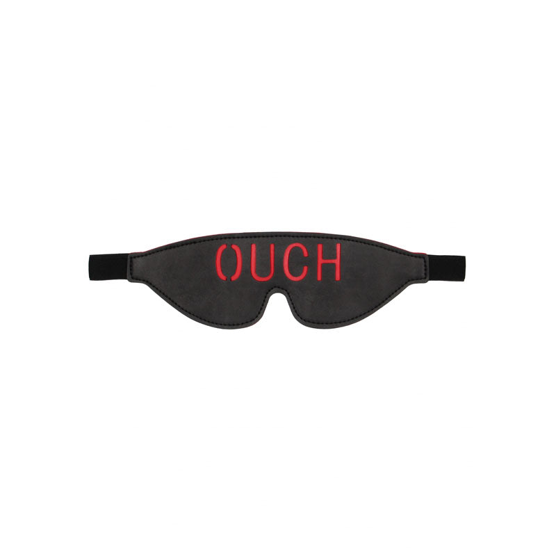 Ouch! Black & White Bonded Leather Eye Mask ''Ouch'' Black Eye Restraint