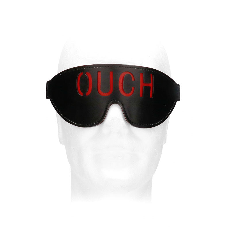 Ouch! Black & White Bonded Leather Eye Mask ''Ouch'' Black Eye Restraint
