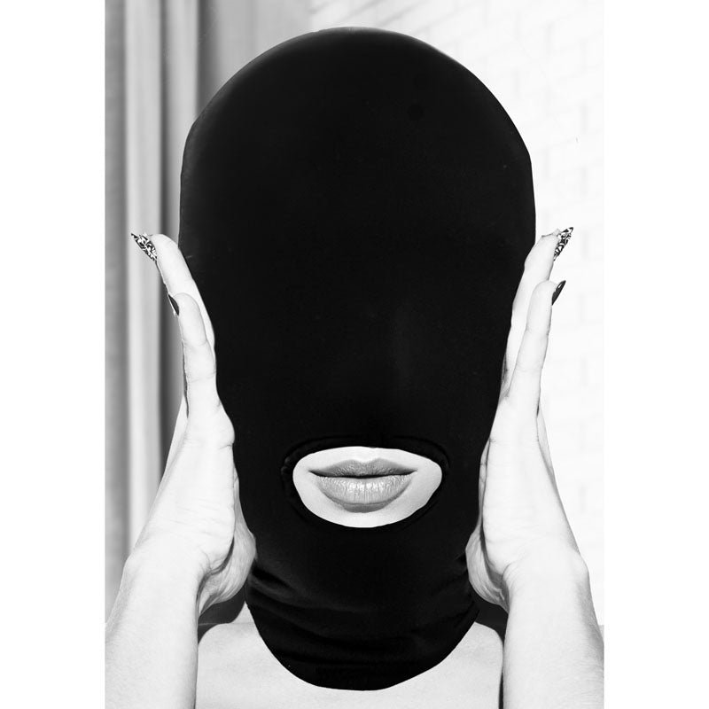 Ouch! Black & White Submission Mask Black Hood Mask