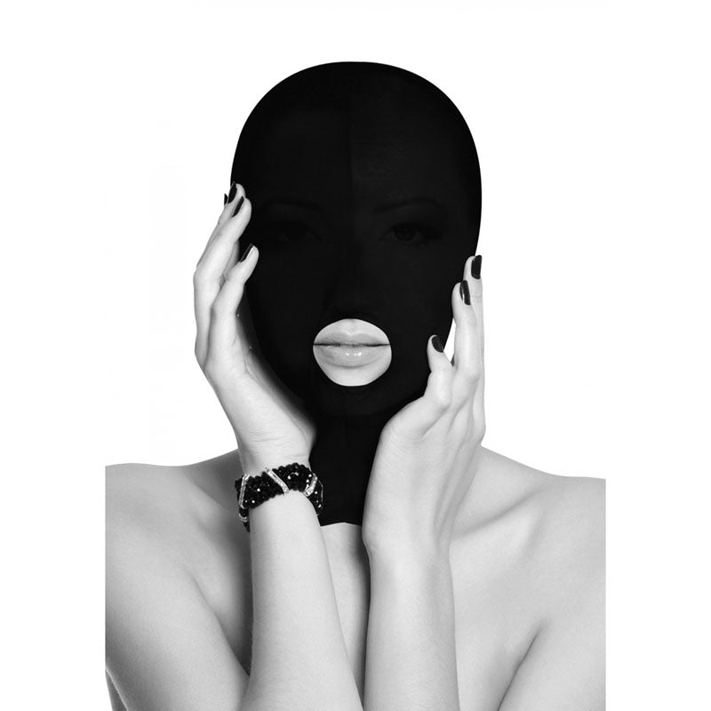 Ouch! Black & White Submission Mask Black Hood Mask