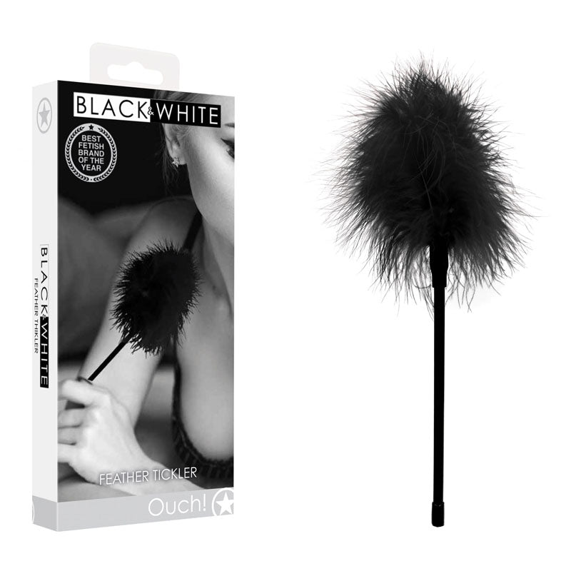 Ouch! Black & White Feather Tickler Black Feather Crop