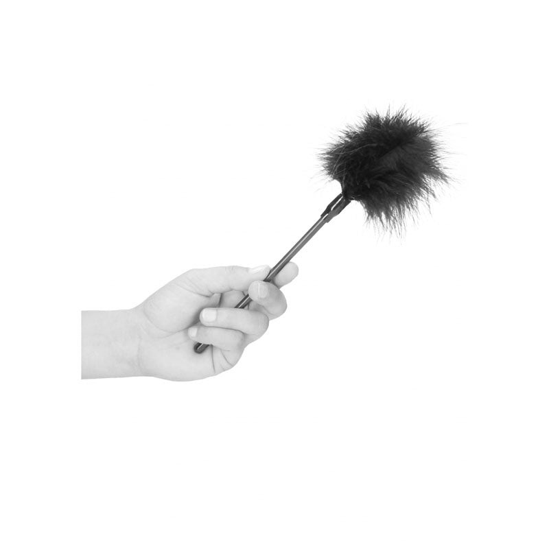 Ouch! Black & White Feather Tickler Black Feather Crop