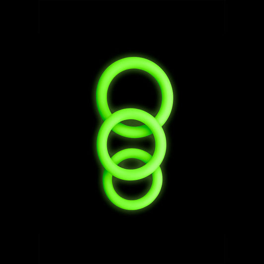 Ouch! Glow In The Dark Cock Ring Set Glow In Dark Cock Rings Set Of 3 Sizes