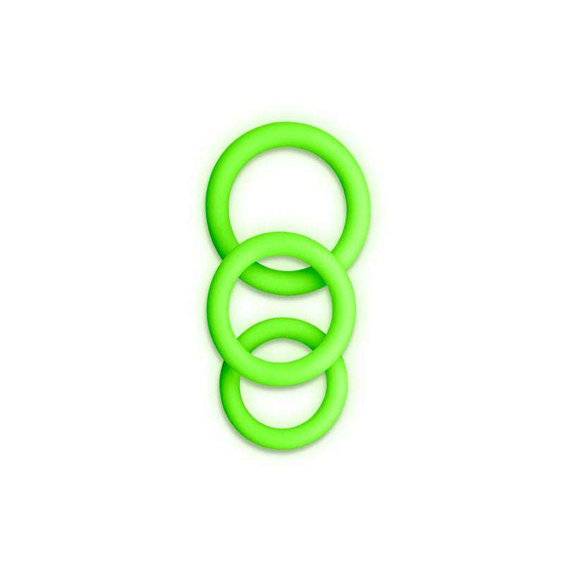 Ouch! Glow In The Dark Cock Ring Set Glow In Dark Cock Rings Set Of 3 Sizes