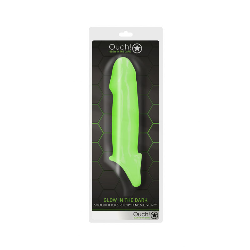 Ouch! Glow In The Dark Smooth Thick Stretchy Penis Sleeve Glow In Dark 15.5 Cm Penis Extension Sleeve