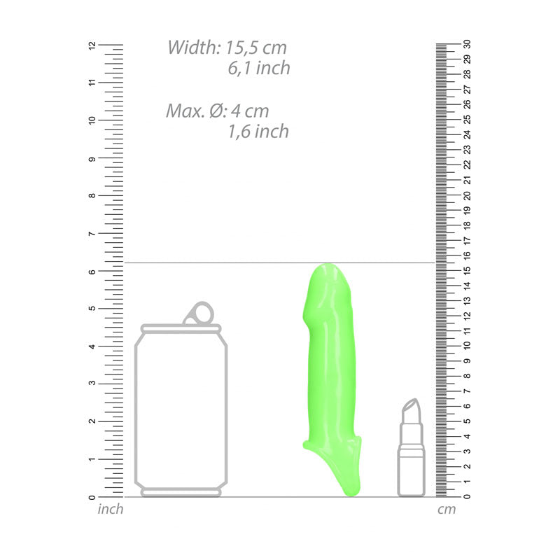 Ouch! Glow In The Dark Smooth Thick Stretchy Penis Sleeve Glow In Dark 15.5 Cm Penis Extension Sleeve