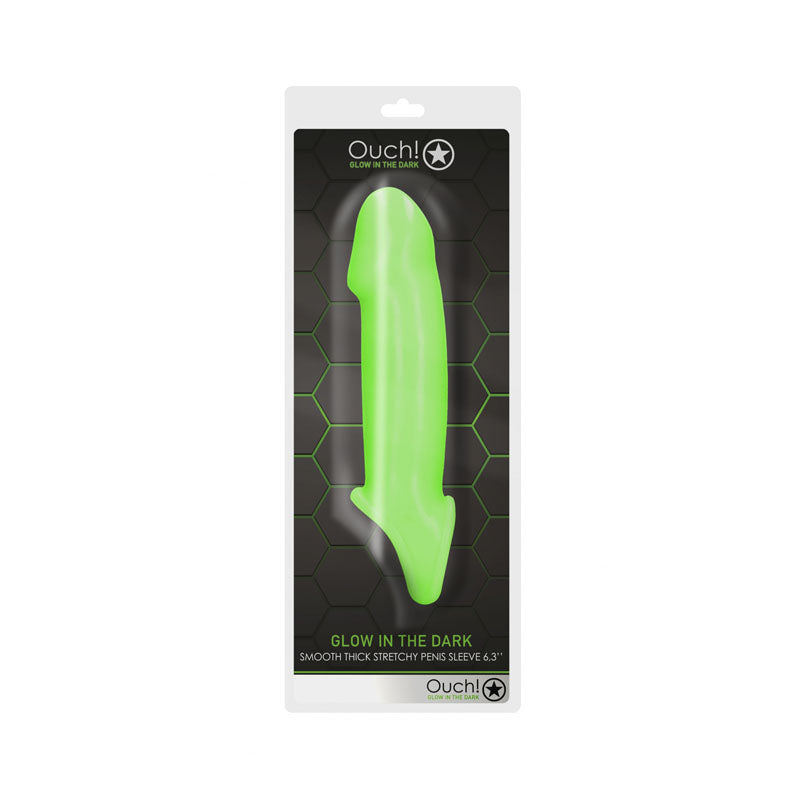 Ouch! Glow In The Dark Smooth Thick Stretchy Penis Sleeve Glow In Dark 16 Cm Penis Extension Sleeve
