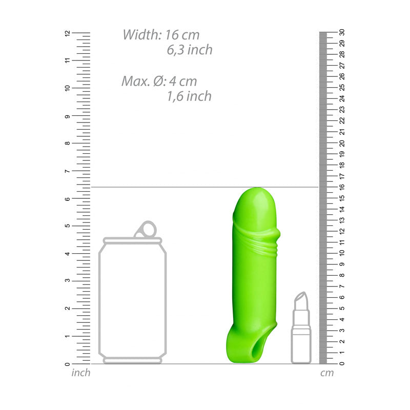 Ouch! Glow In The Dark Smooth Thick Stretchy Penis Sleeve Glow In Dark 16 Cm Penis Extension Sleeve