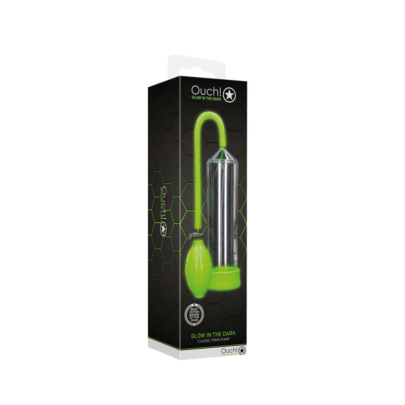 Ouch! Glow In The Dark Classic Penis Pump Clear/Green Penis Pump