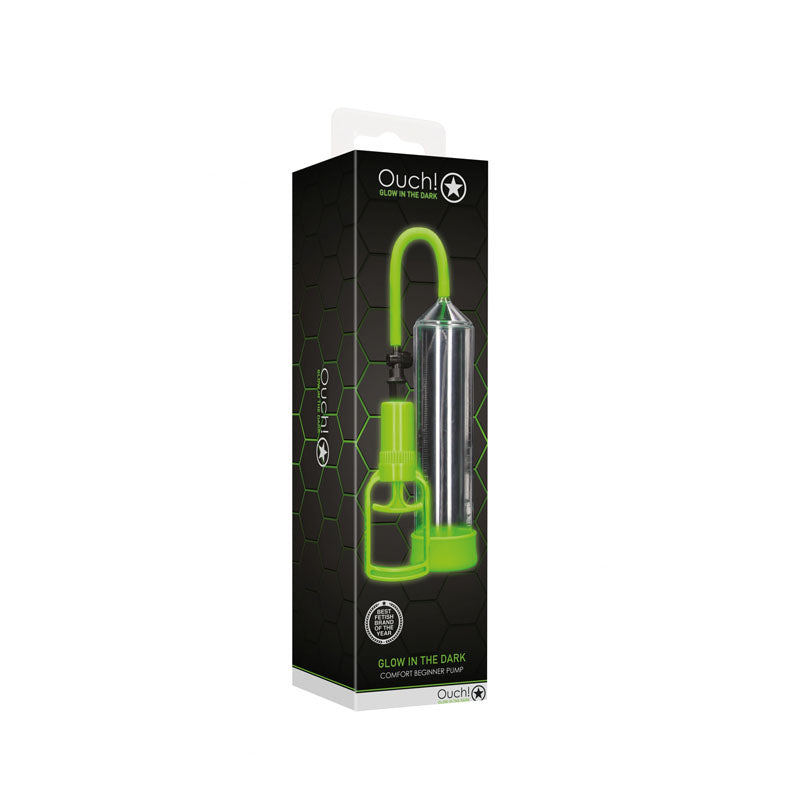 Ouch! Glow In The Dark Comfort Beginner Pump Clear/Glow Penis Pump