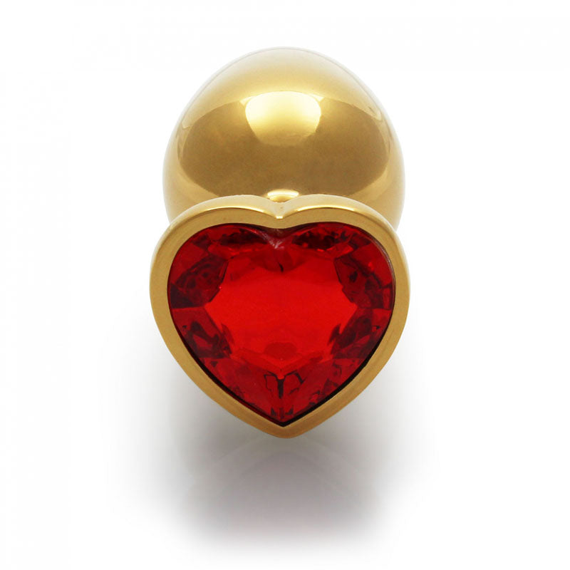 Ouch! Heart Gem Gold Butt Plug Large Gold 9.3 Cm Large Butt Plug With Heart Gem Base
