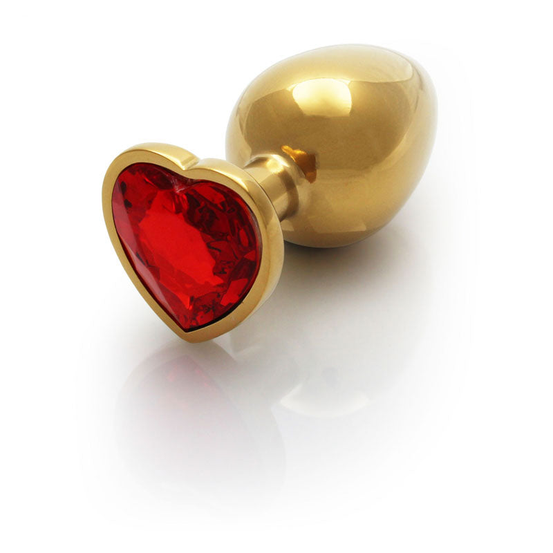 Ouch! Heart Gem Gold Butt Plug Large Gold 9.3 Cm Large Butt Plug With Heart Gem Base