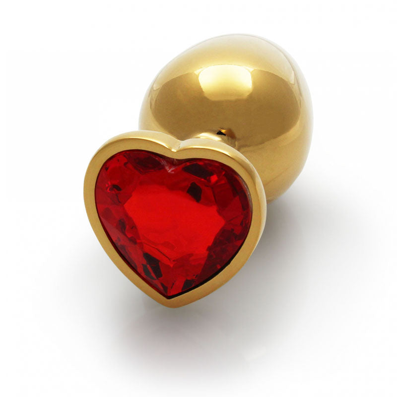 Ouch! Heart Gem Gold Butt Plug Large Gold 9.3 Cm Large Butt Plug With Heart Gem Base
