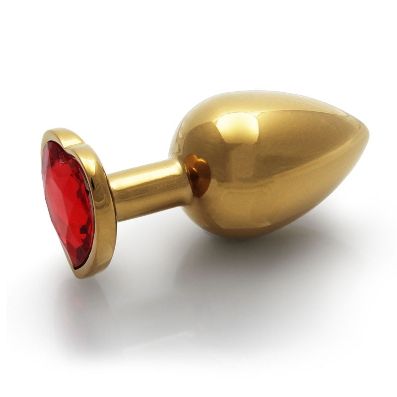 Ouch! Heart Gem Gold Butt Plug Large Gold 9.3 Cm Large Butt Plug With Heart Gem Base