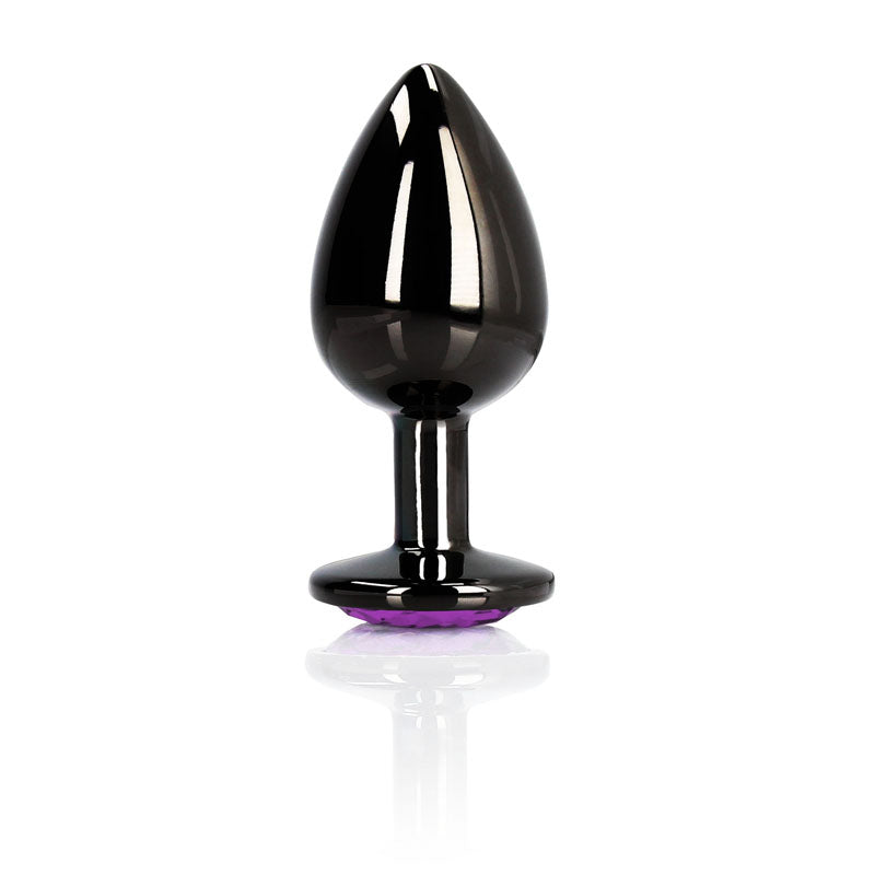 Ouch! Heart Gem Gunmetal Butt Plug Large Gunmetal 9.3 Cm Large Butt Plug With Heart Gem Base
