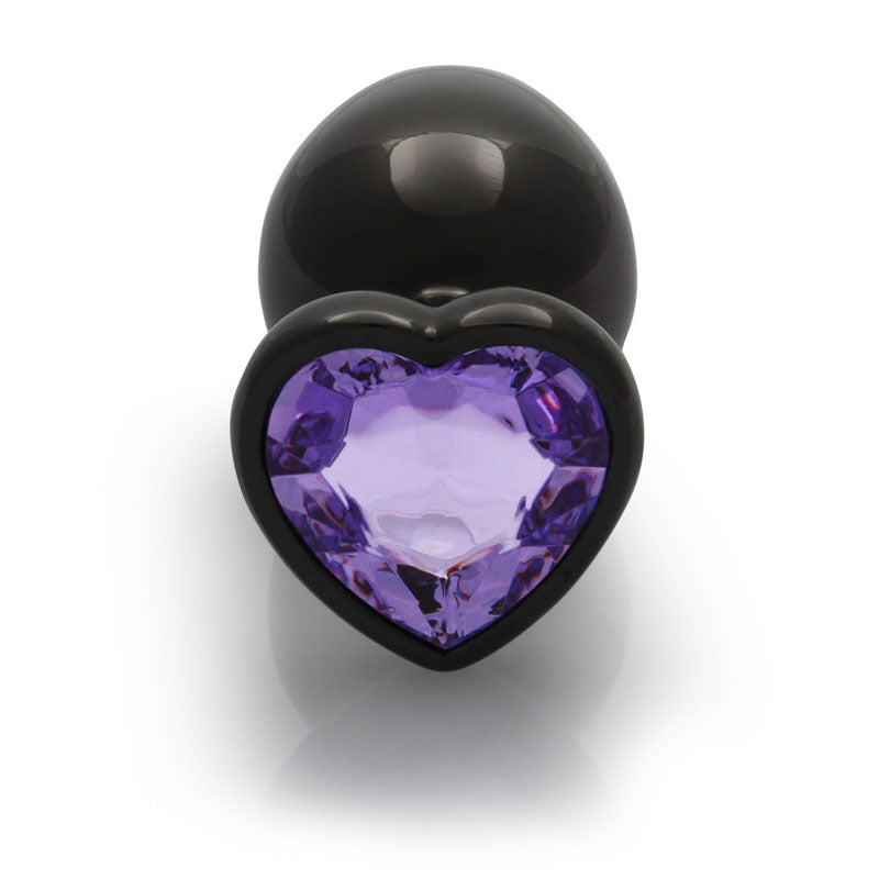 Ouch! Heart Gem Gunmetal Butt Plug Large Gunmetal 9.3 Cm Large Butt Plug With Heart Gem Base