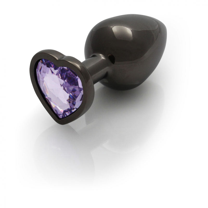 Ouch! Heart Gem Gunmetal Butt Plug Large Gunmetal 9.3 Cm Large Butt Plug With Heart Gem Base