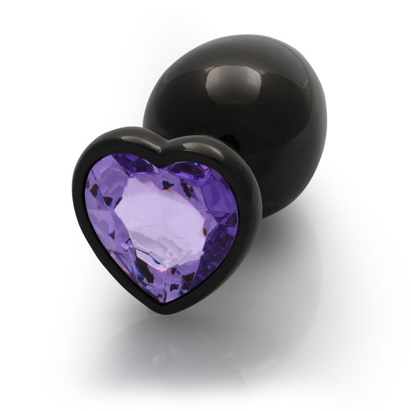 Ouch! Heart Gem Gunmetal Butt Plug Large Gunmetal 9.3 Cm Large Butt Plug With Heart Gem Base