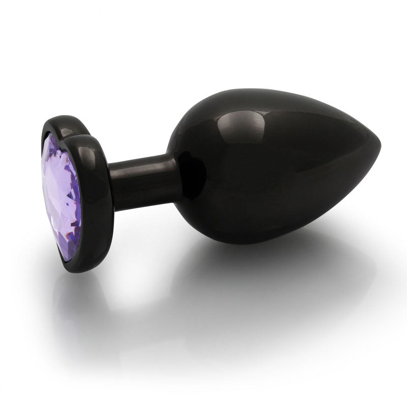 Ouch! Heart Gem Gunmetal Butt Plug Large Gunmetal 9.3 Cm Large Butt Plug With Heart Gem Base